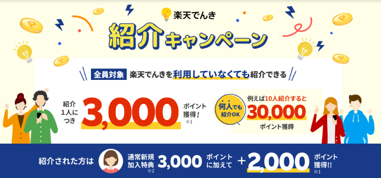 楽天でんきの招待コードはこれ！【8,000円ゲット】