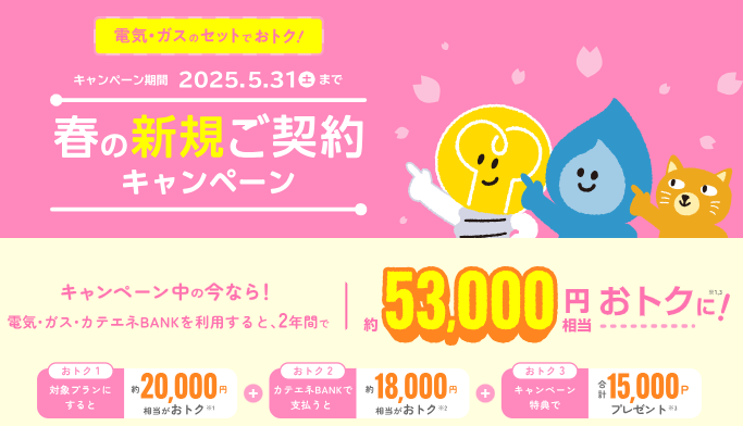 中部電力「カテエネ」：紹介コード特典以外のキャンペーン