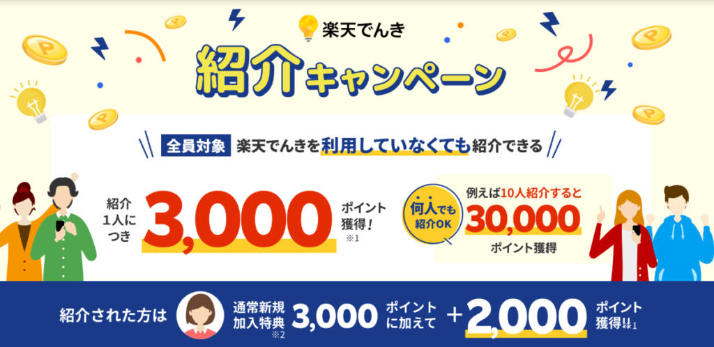 楽天でんきの招待コードはこれ！【10,000円ゲット】